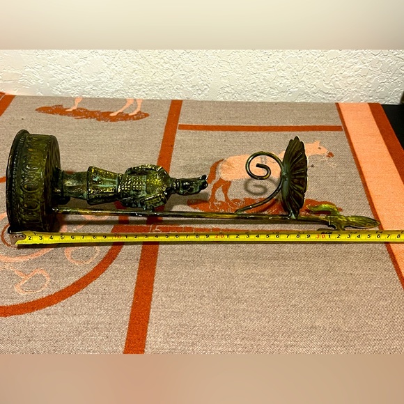 RETIRED 2 Japanese  Samurai Warrior Patina Candle Holders 15in tall - Picture 3 of 7